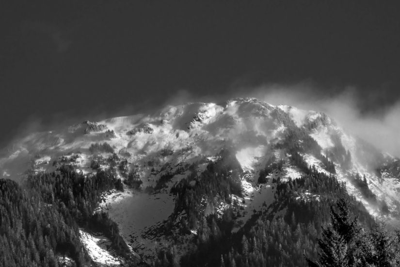 mountain, snow, blowing, forest, alaska